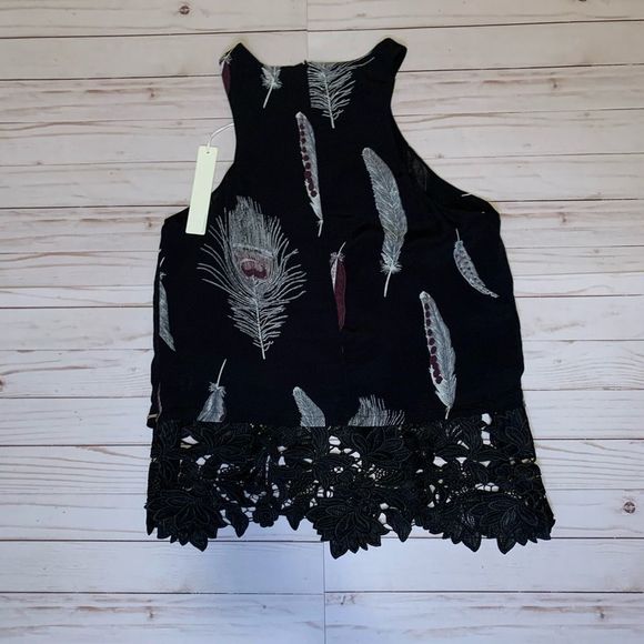 Revolve Line & Dot Navy Blue, Feather Print Tank - Picture 7 of 8